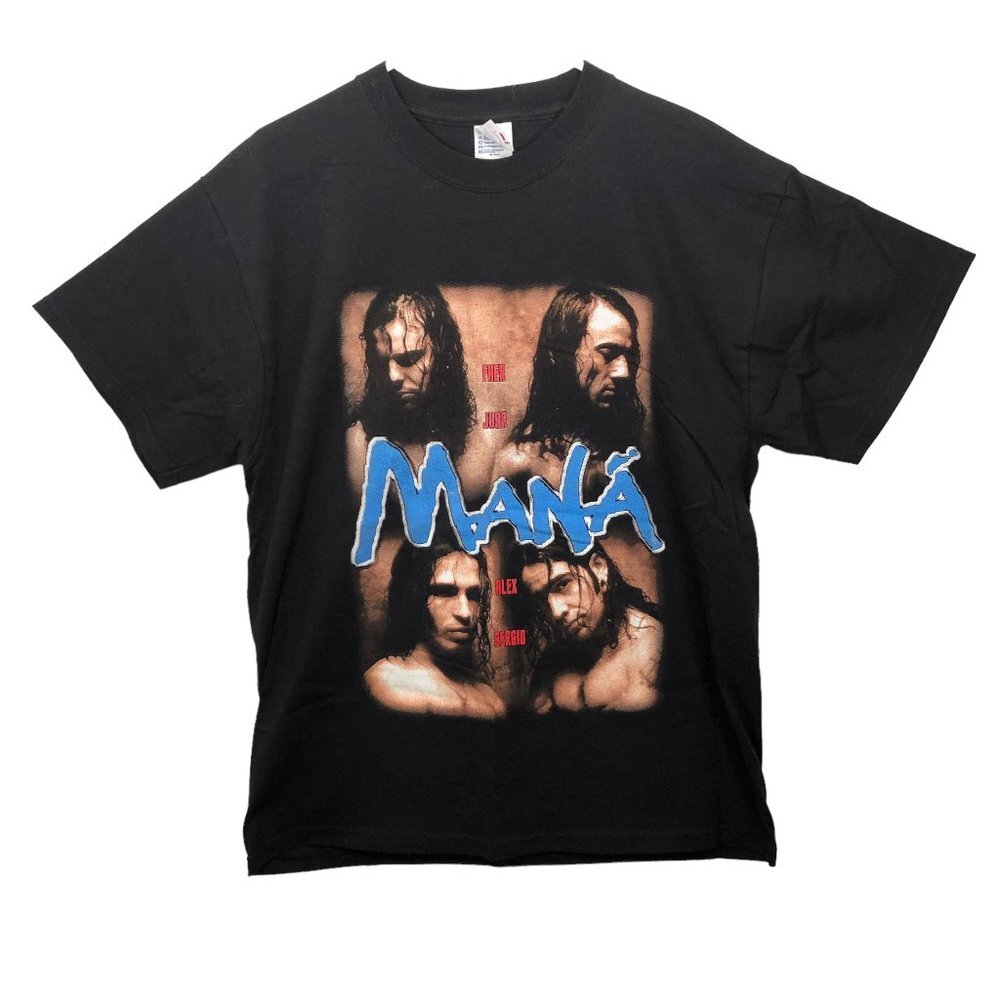 Vintage Mana Black T-Shirt Top Tee 2002 Tour Band Spanish Rock En Español Large